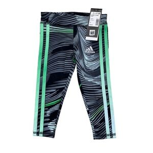 ADIDAS Toddler Girls Aero Ready Allover Print 3-Stripes Tights Size 2T